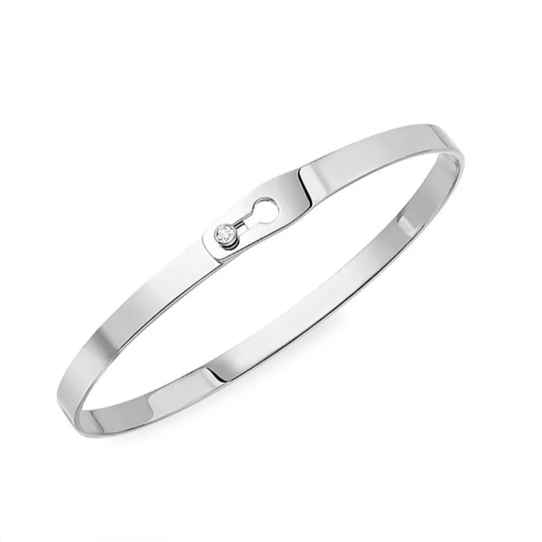 Menottes Dinh Van White Gold Bangle With Diamond