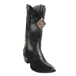 Men's King Exotic Snip Toe Stingray Boots Full Rowstone Handmade Black (494R1105)