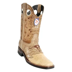 Men's Wild West Caiman Belly With Rubber Sole Boots Square Toe