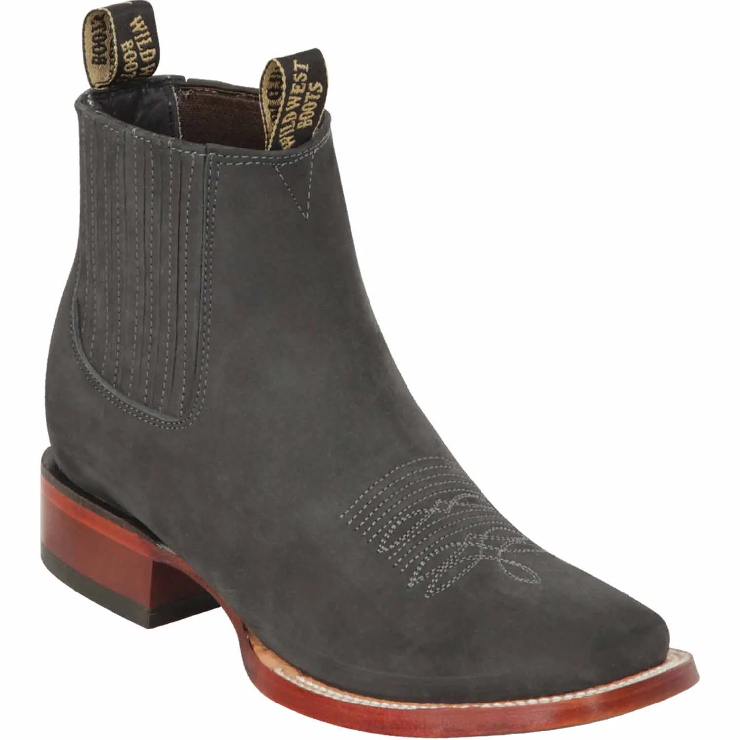 Men's Wild West Genuine Leather Ranch Toe Short Boots 282BM63
