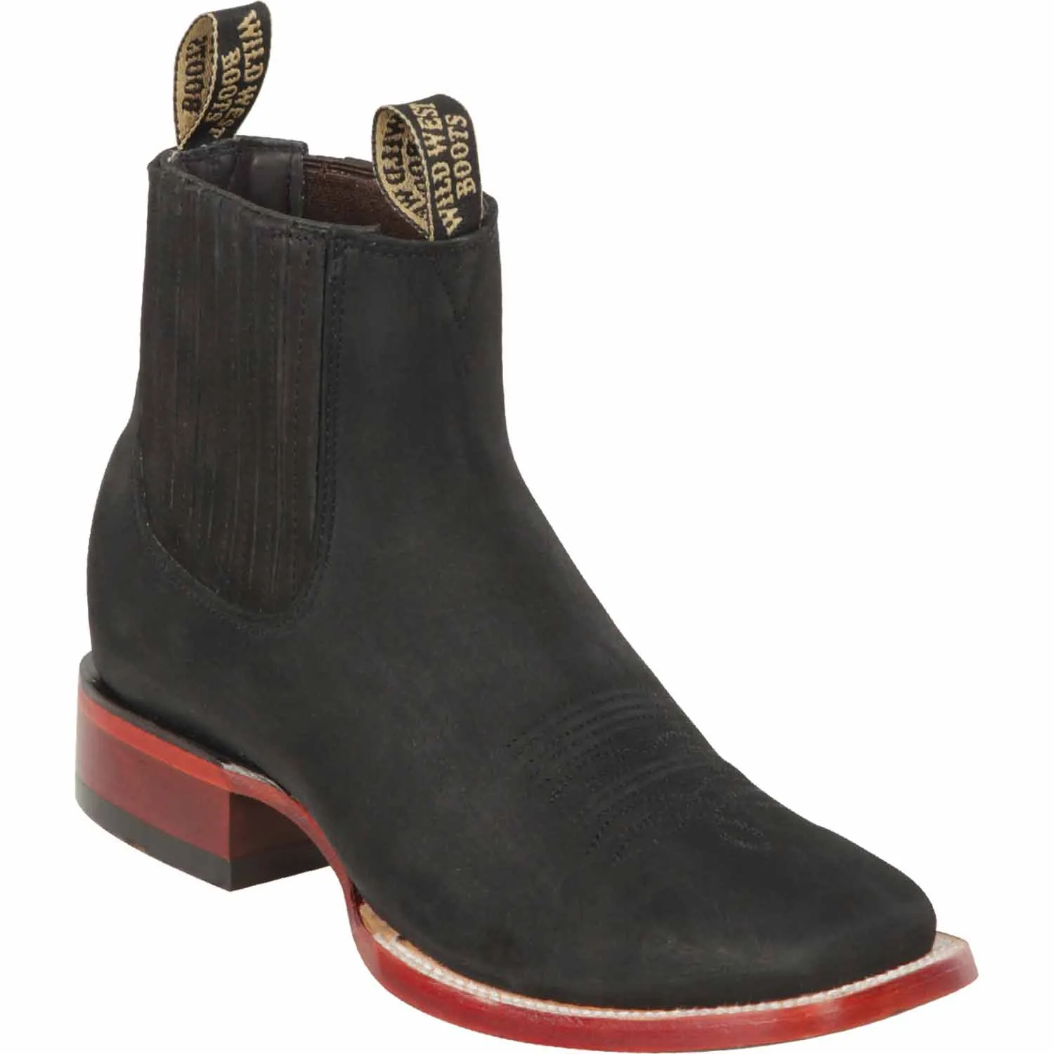 Men's Wild West Genuine Leather Ranch Toe Short Boots 282BM63