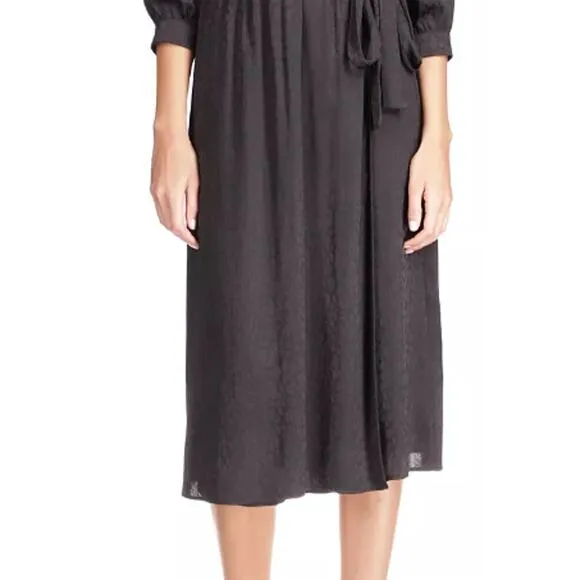 MICHAEL MICHAEL KORS Women's Cheetah Jacquard Midi Wrap Dress Black Large