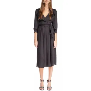 MICHAEL MICHAEL KORS Women's Cheetah Jacquard Midi Wrap Dress Black Large