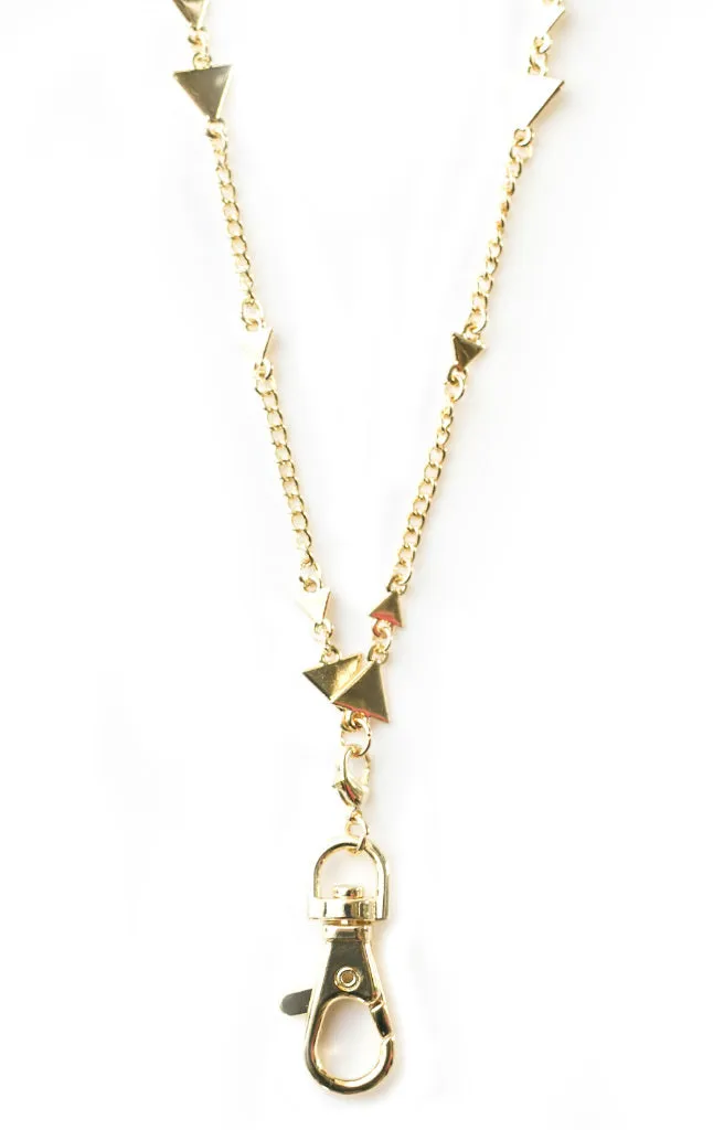 Michelle Women's Fashion Lanyard Triangle Necklace with Swivel Clasp (gold)
