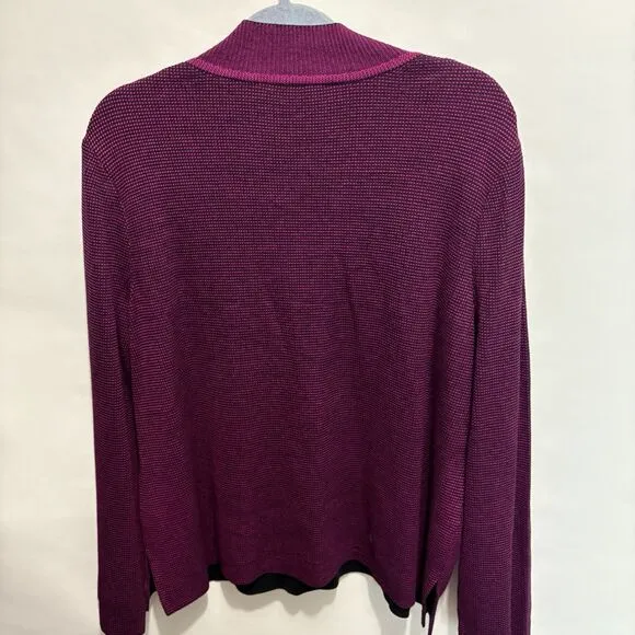 Ming Wang Sweater Women’s XL Pink Black Mock Neck NWT