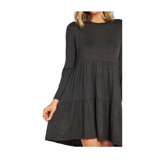 Minnie Tiered Dress - Charcoal