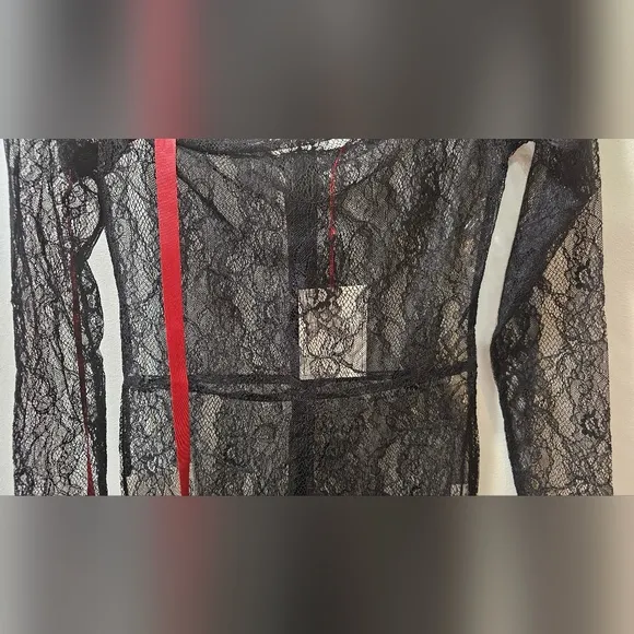 Miss Circle Sheer Lace Bodysuit Black Women's Size Medium 😍