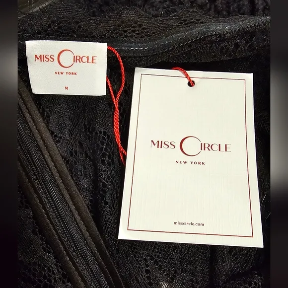 Miss Circle Sheer Lace Bodysuit Black Women's Size Medium 😍