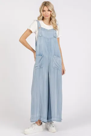 Mittoshop Wide Strap Wide Leg Overalls with Pockets