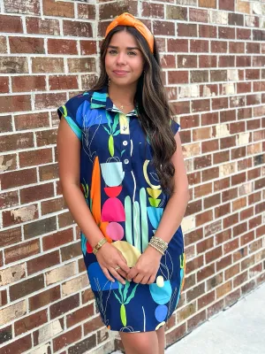 Modern Mexicana Dress (Navy)