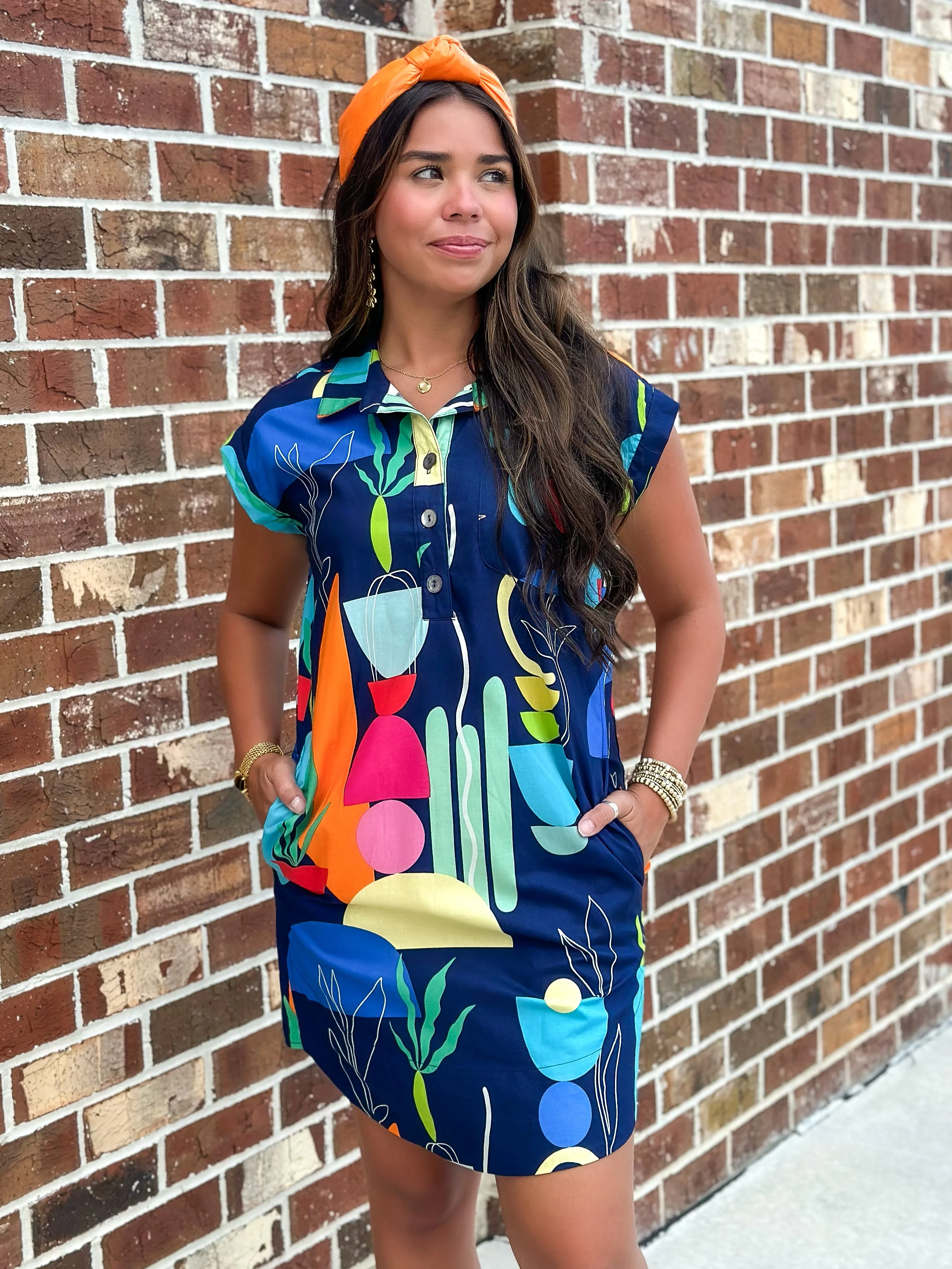 Modern Mexicana Dress (Navy)