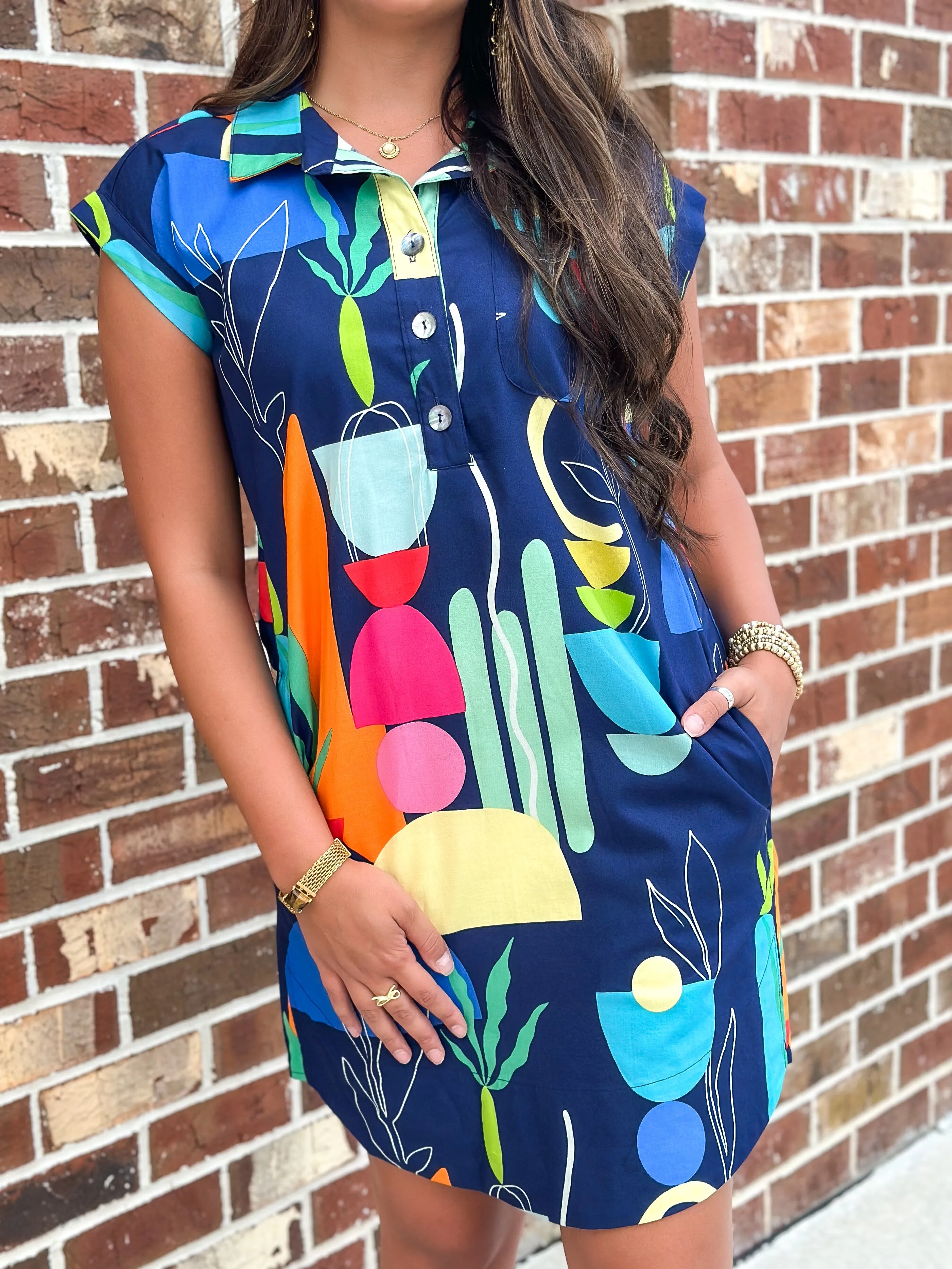 Modern Mexicana Dress (Navy)