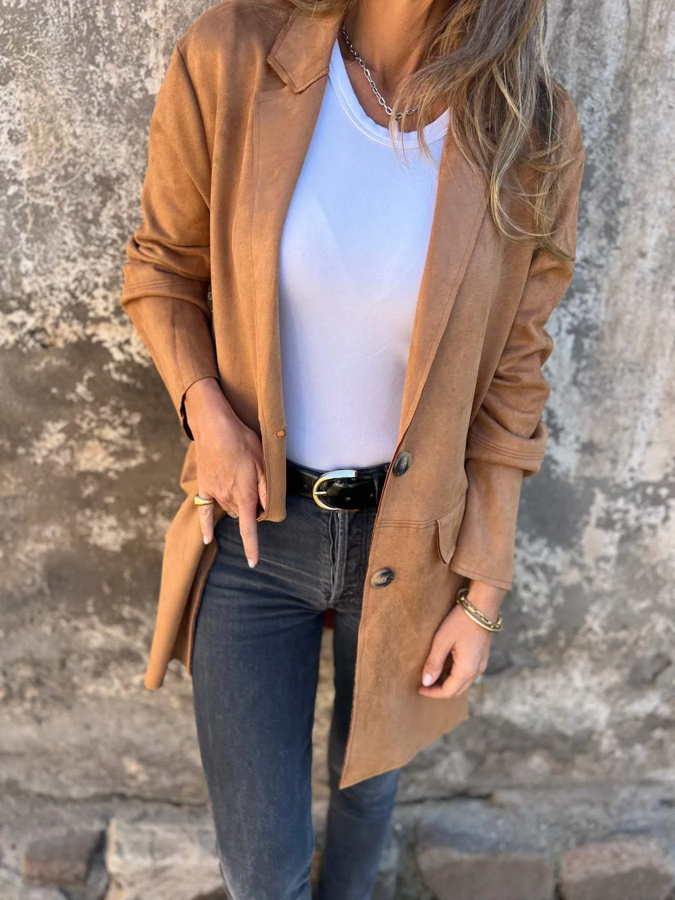 Moema® | Timeless Suede Jacket With Button Placket