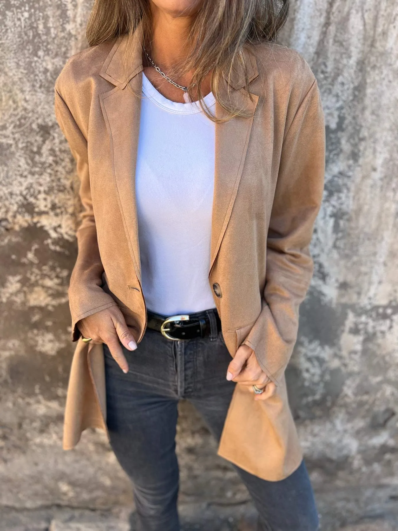Moema® | Timeless Suede Jacket With Button Placket