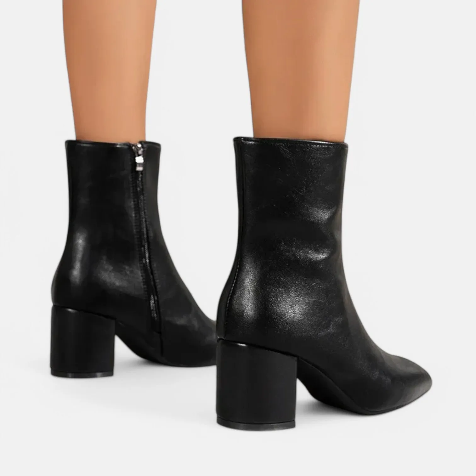Monacogents | Women's White Ankle Boots with Side Zipper & Pointed Toe