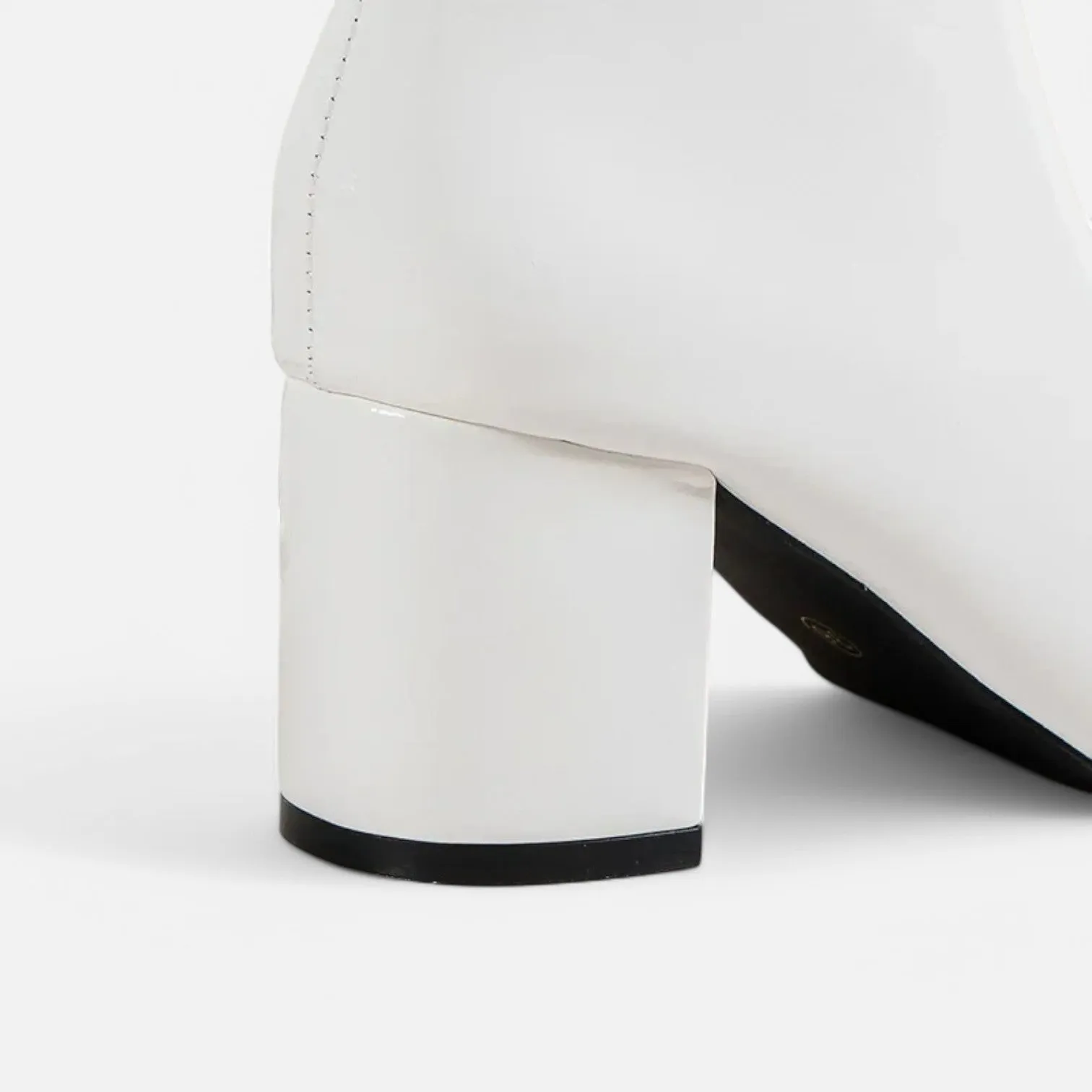 Monacogents | Women's White Ankle Boots with Side Zipper & Pointed Toe