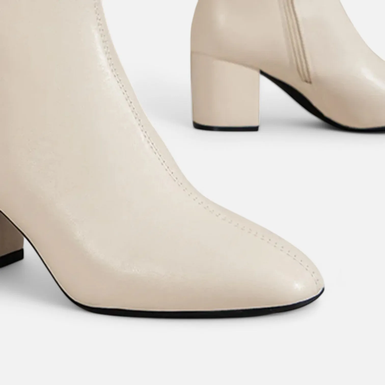 Monacogents | Women's White Ankle Boots with Side Zipper & Pointed Toe