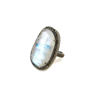 Moonstone & Diamond Ring