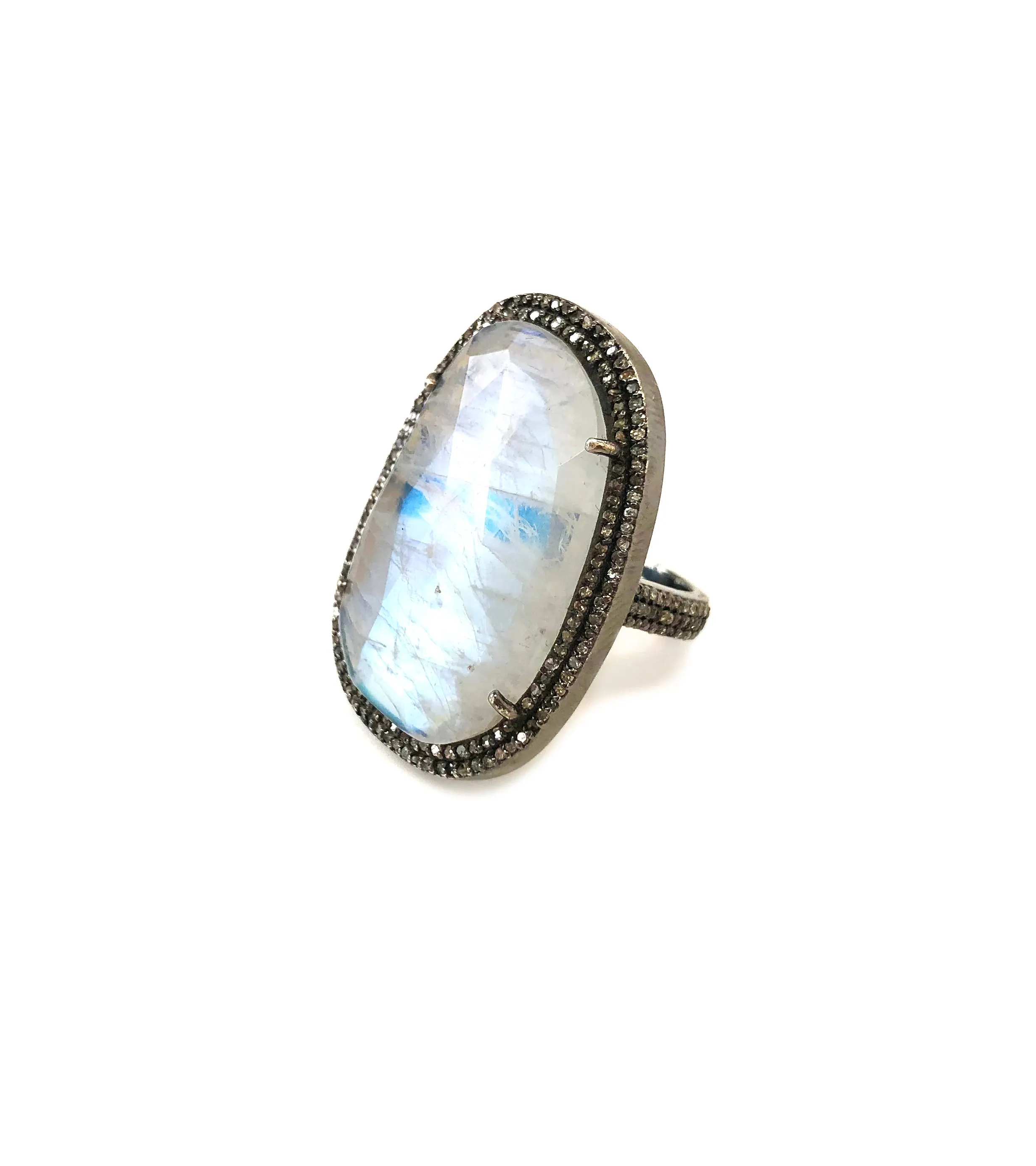 Moonstone & Diamond Ring