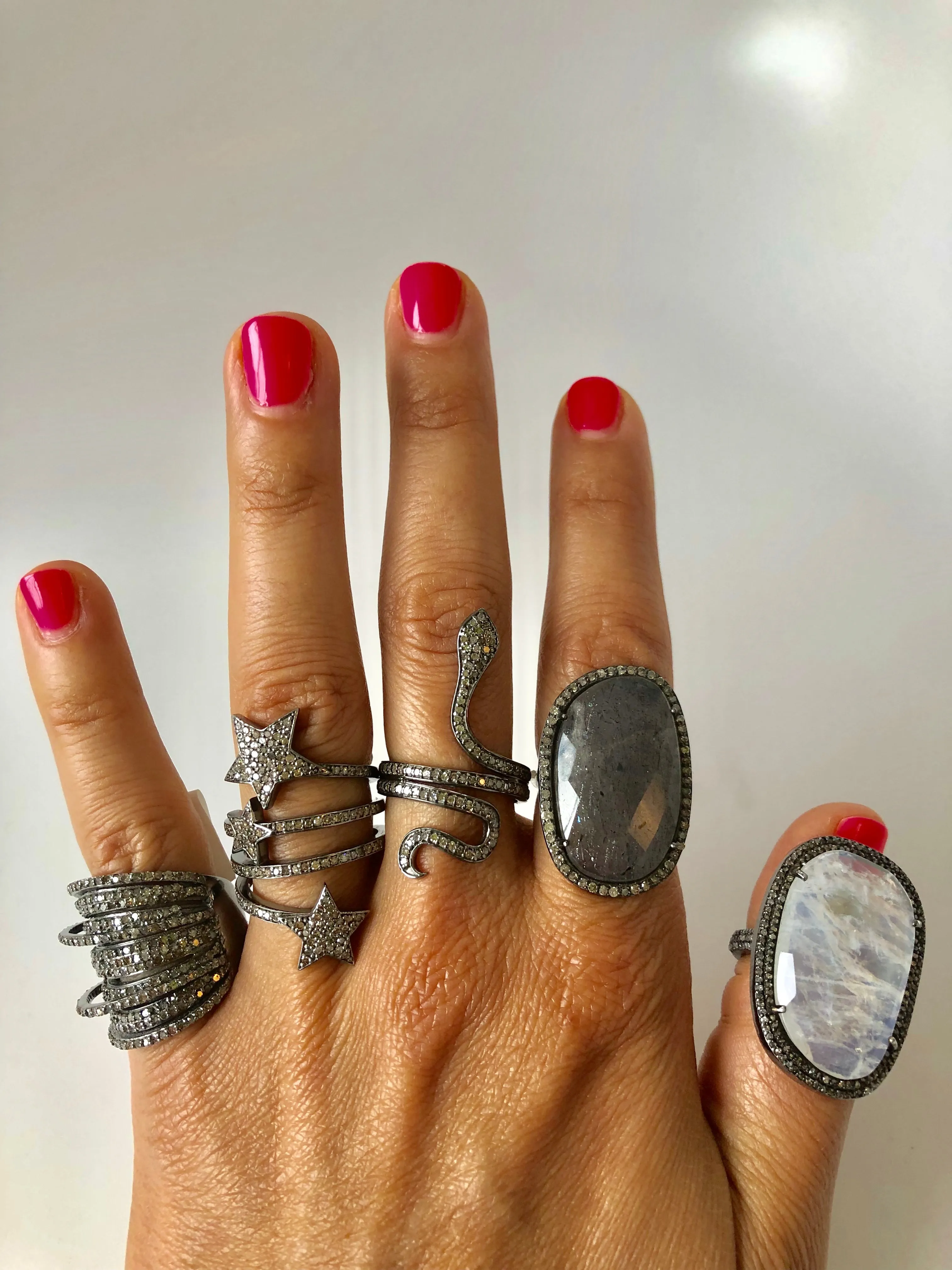 Moonstone & Diamond Ring