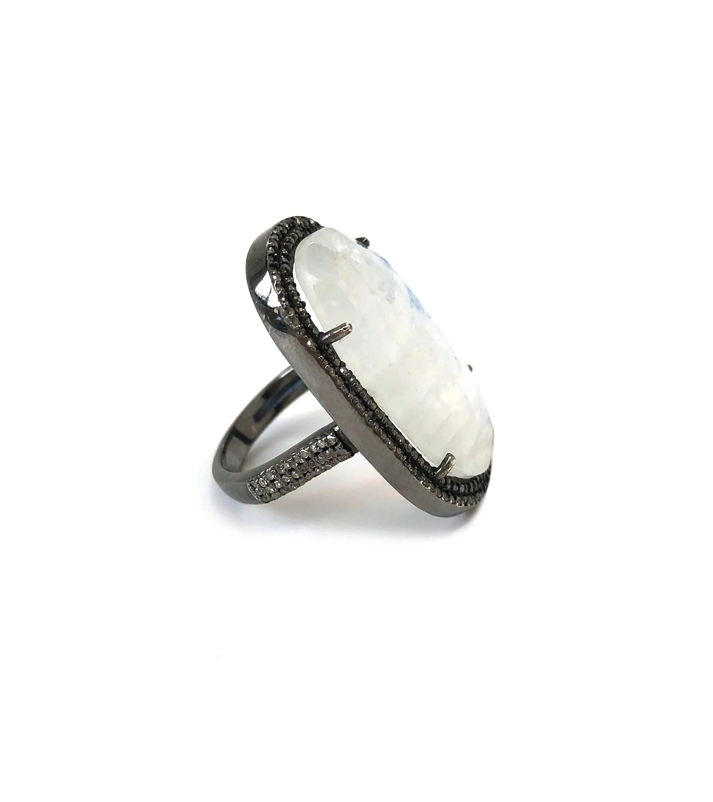 Moonstone & Diamond Ring