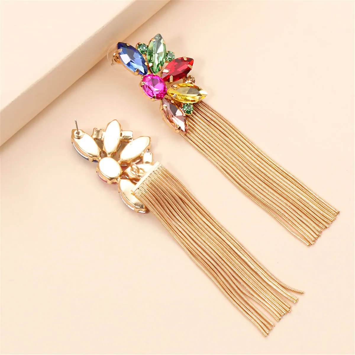 Multicolor Crystal & Cubic Zirconia 18K Gold-Plated Botany Tassel Drop Earrings