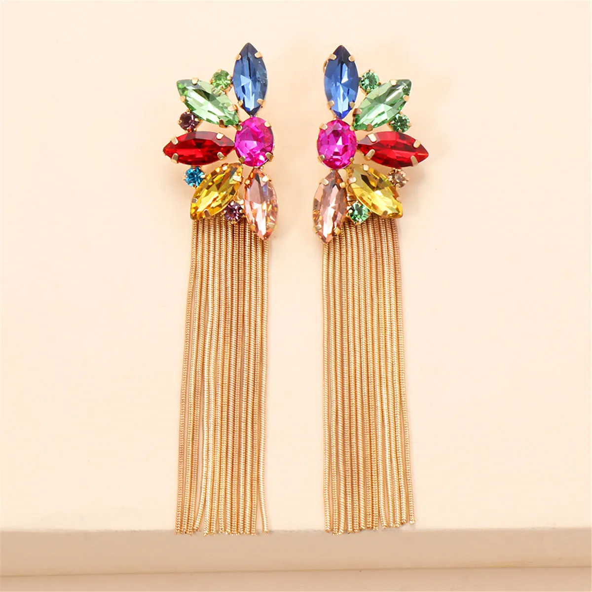 Multicolor Crystal & Cubic Zirconia 18K Gold-Plated Botany Tassel Drop Earrings