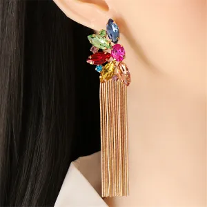 Multicolor Crystal & Cubic Zirconia 18K Gold-Plated Botany Tassel Drop Earrings