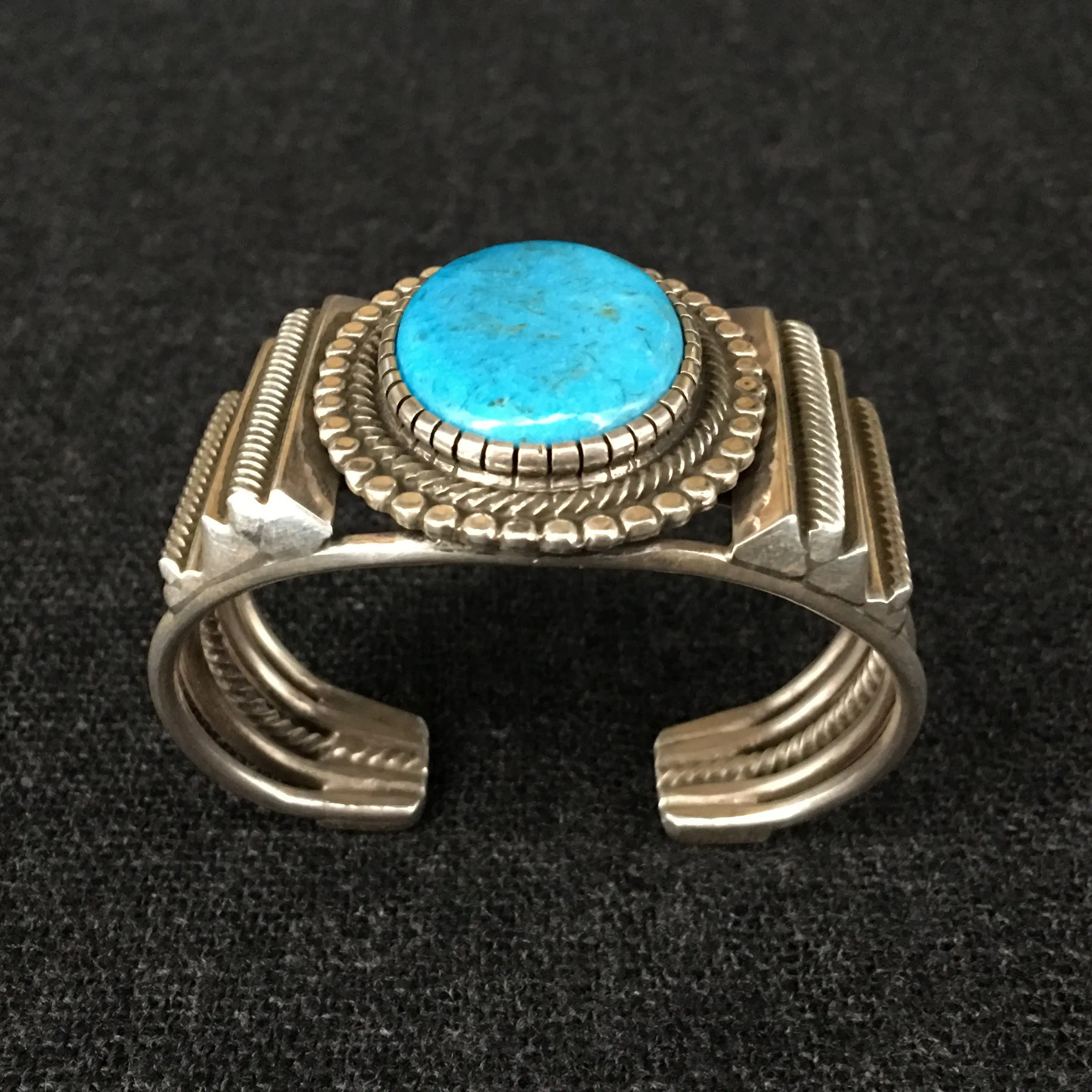 Native American Indian Silver Cuff Bracelet by Rick Martinez