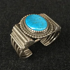 Native American Indian Silver Cuff Bracelet by Rick Martinez