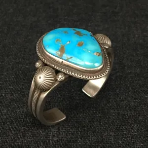 Native American Silver and Turquoise Bracelet by Calvin Martinez