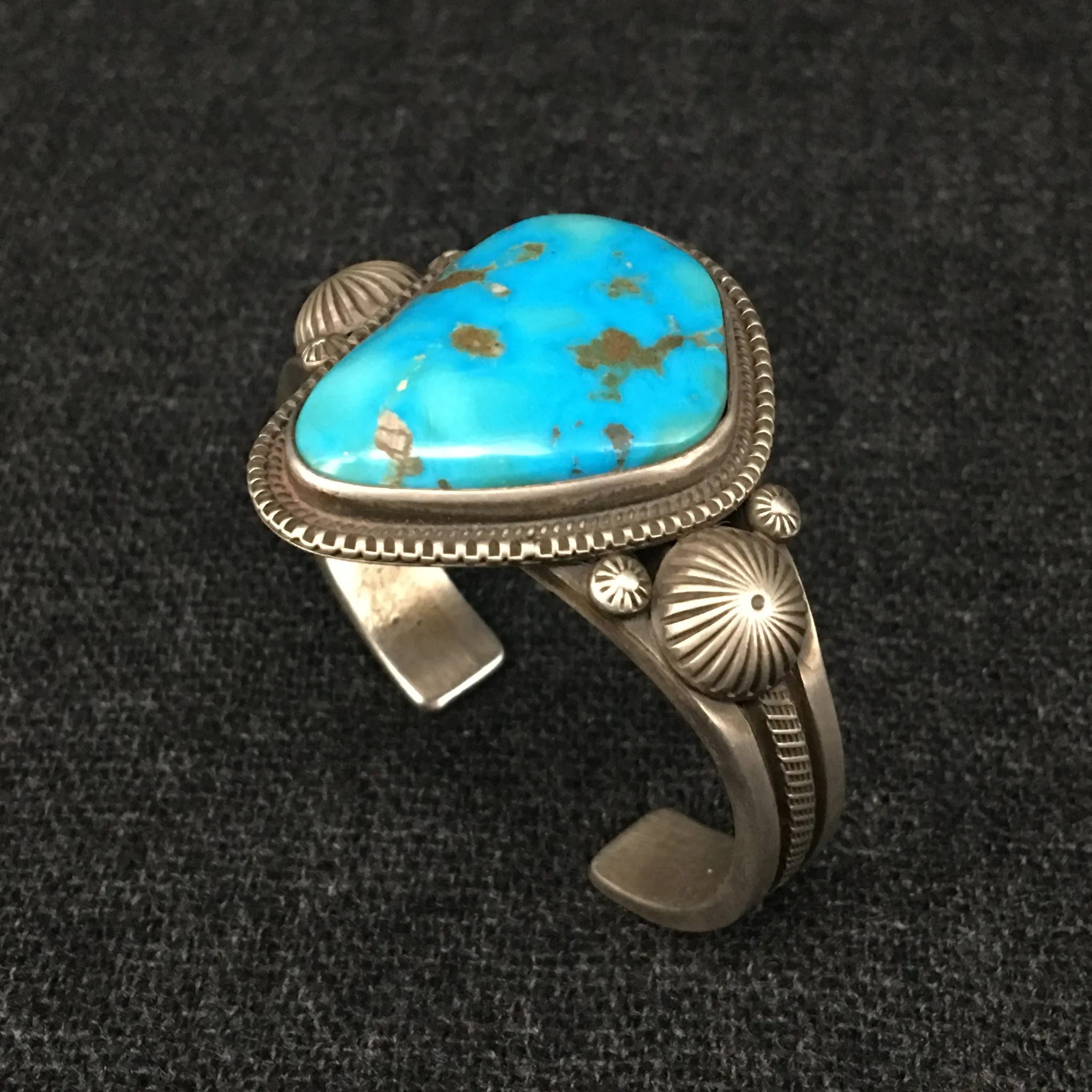 Native American Silver and Turquoise Bracelet by Calvin Martinez