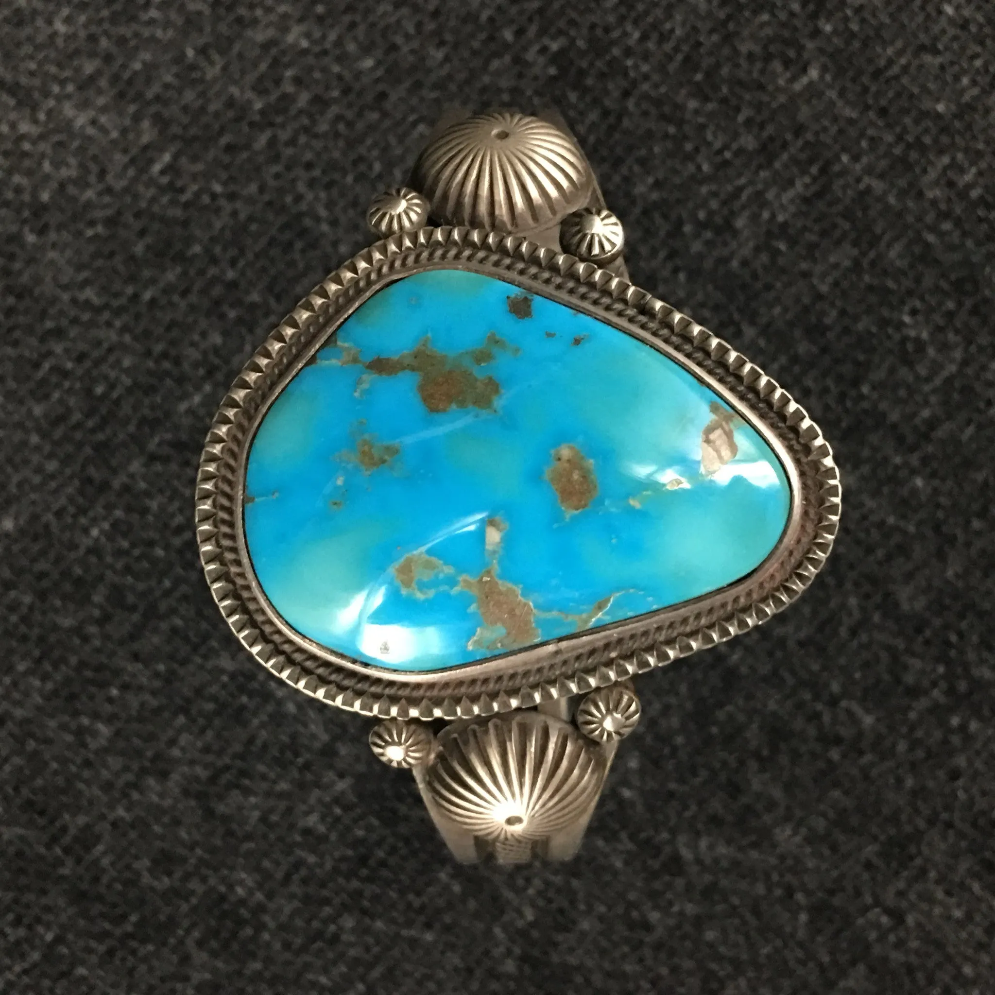 Native American Silver and Turquoise Bracelet by Calvin Martinez