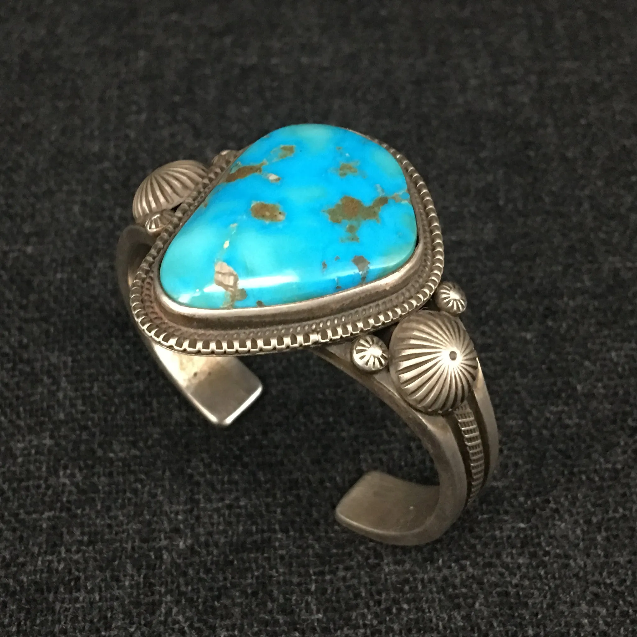 Native American Silver and Turquoise Bracelet by Calvin Martinez