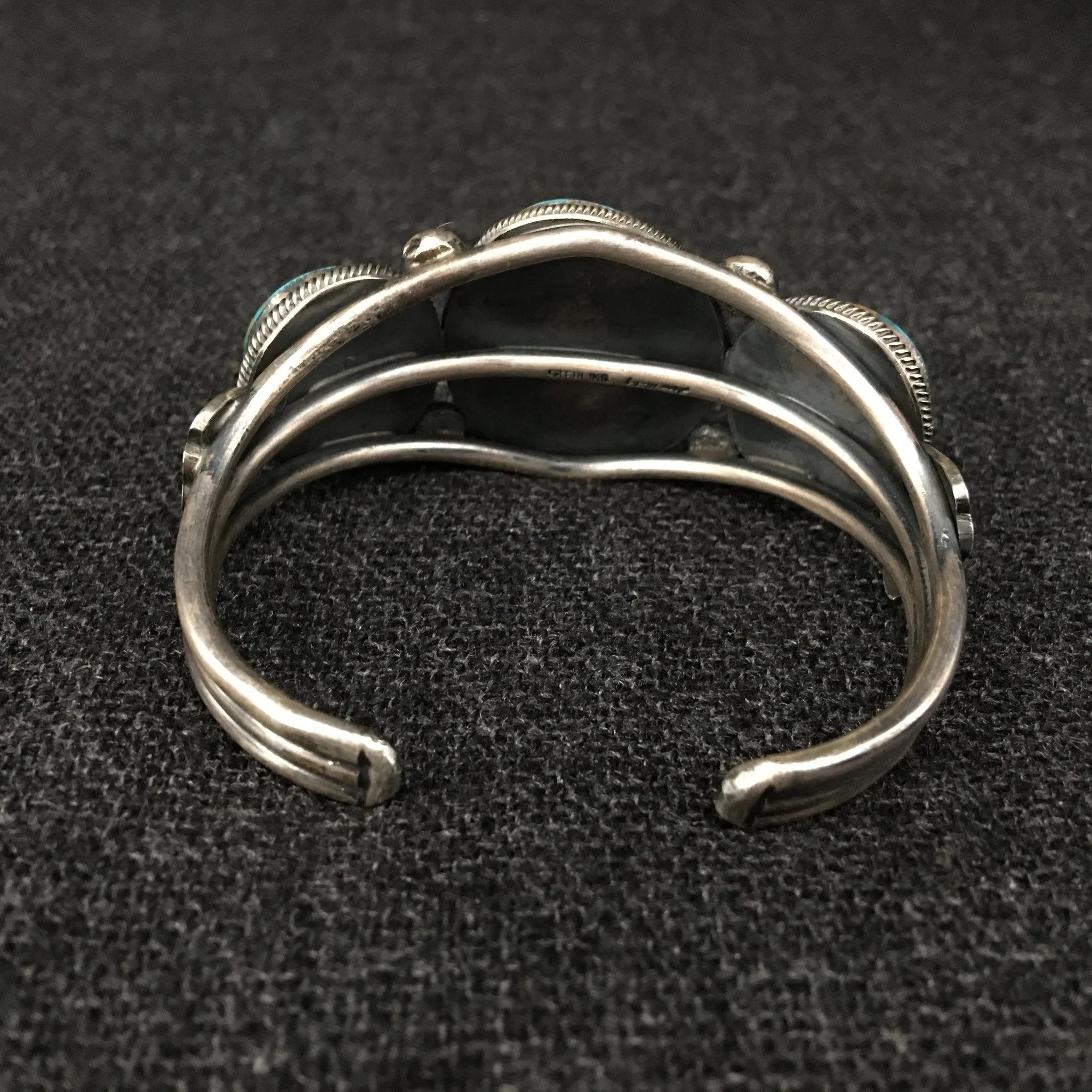 Native American Silver and Turquoise Bracelet by Leon Martinez