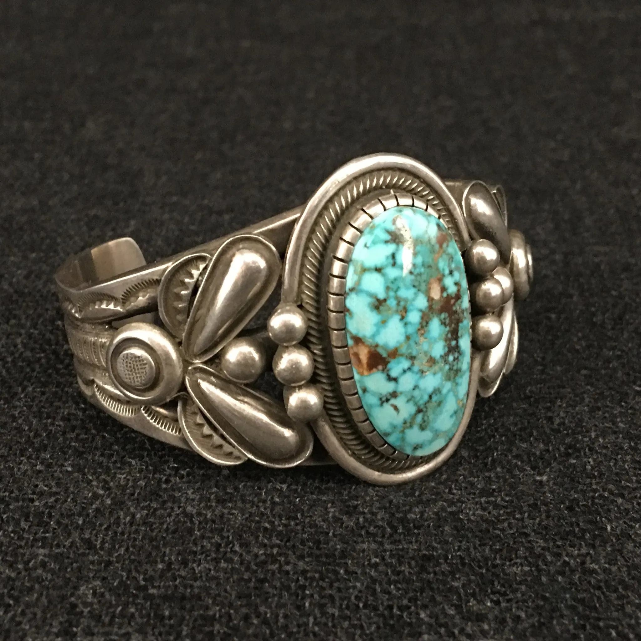 Native American Silver and Turquoise Bracelet by Rick Martinez