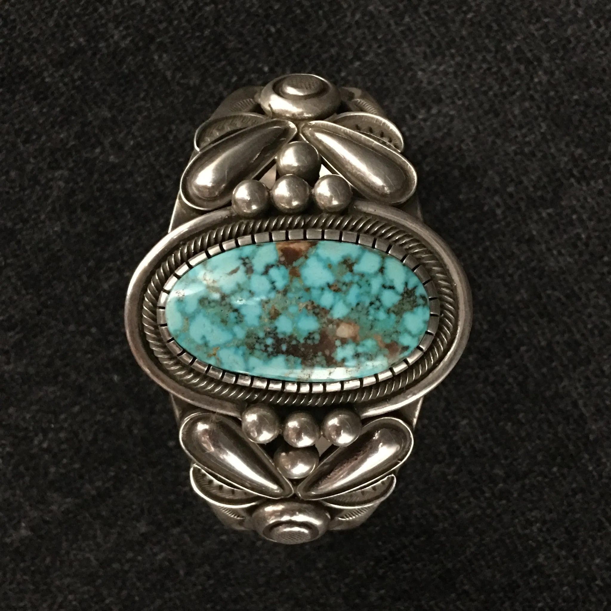 Native American Silver and Turquoise Bracelet by Rick Martinez