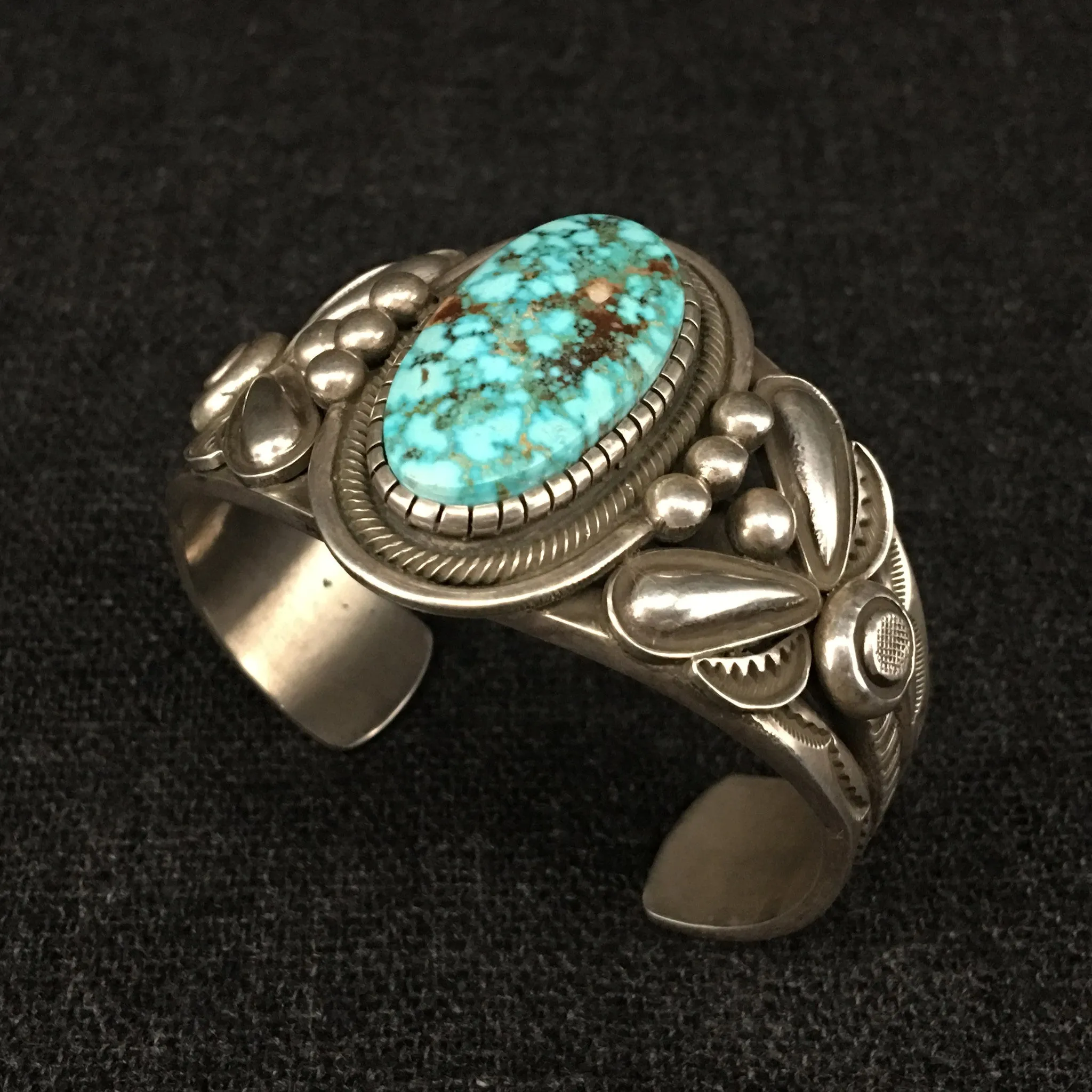 Native American Silver and Turquoise Bracelet by Rick Martinez