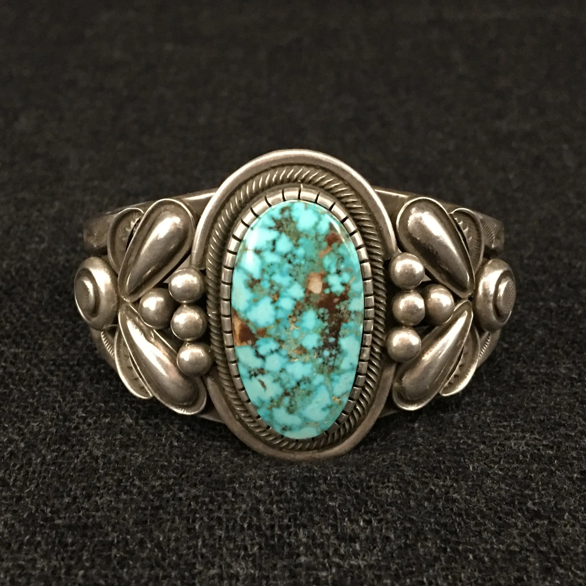 Native American Silver and Turquoise Bracelet by Rick Martinez