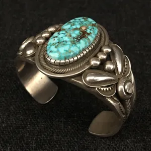 Native American Silver and Turquoise Bracelet by Rick Martinez