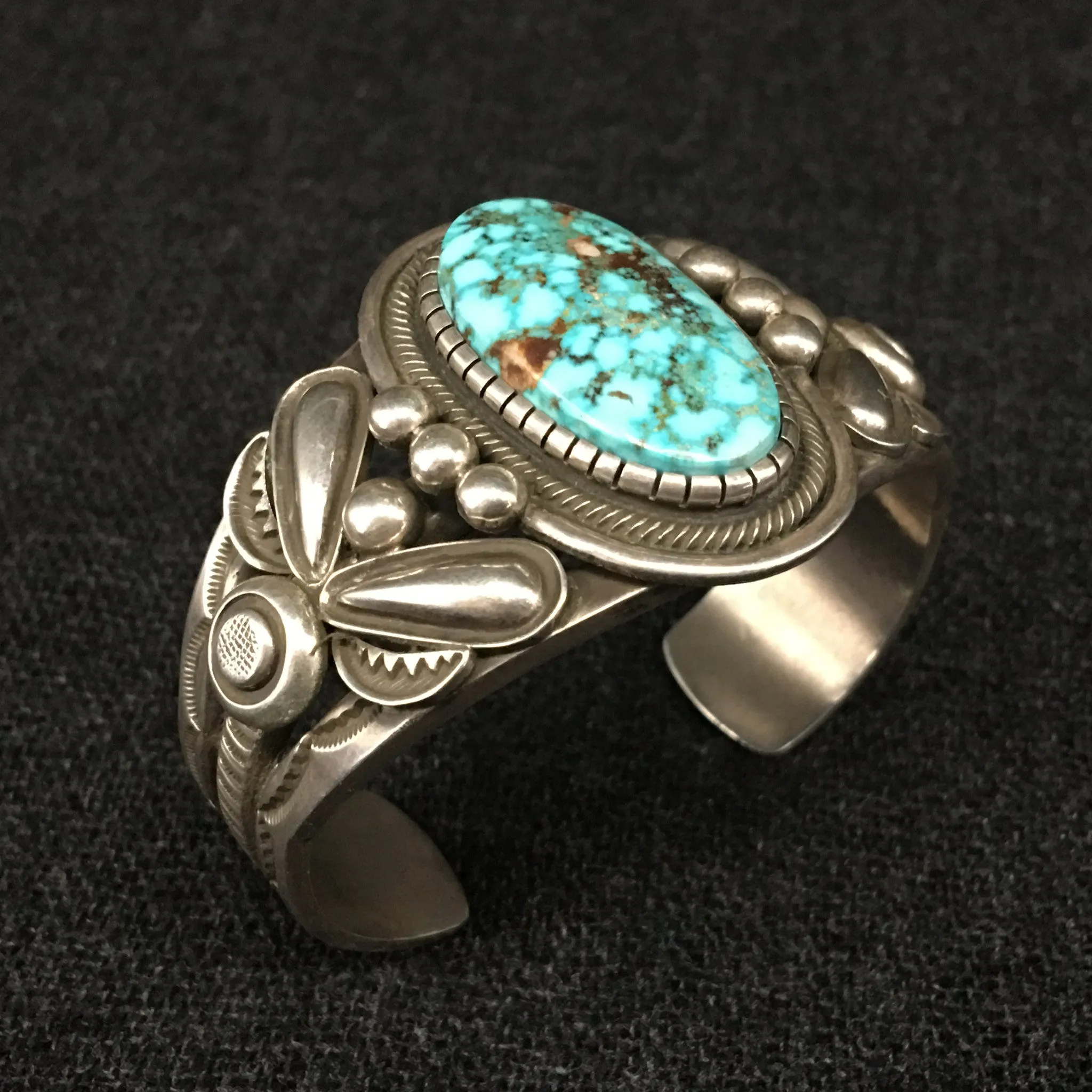 Native American Silver and Turquoise Bracelet by Rick Martinez