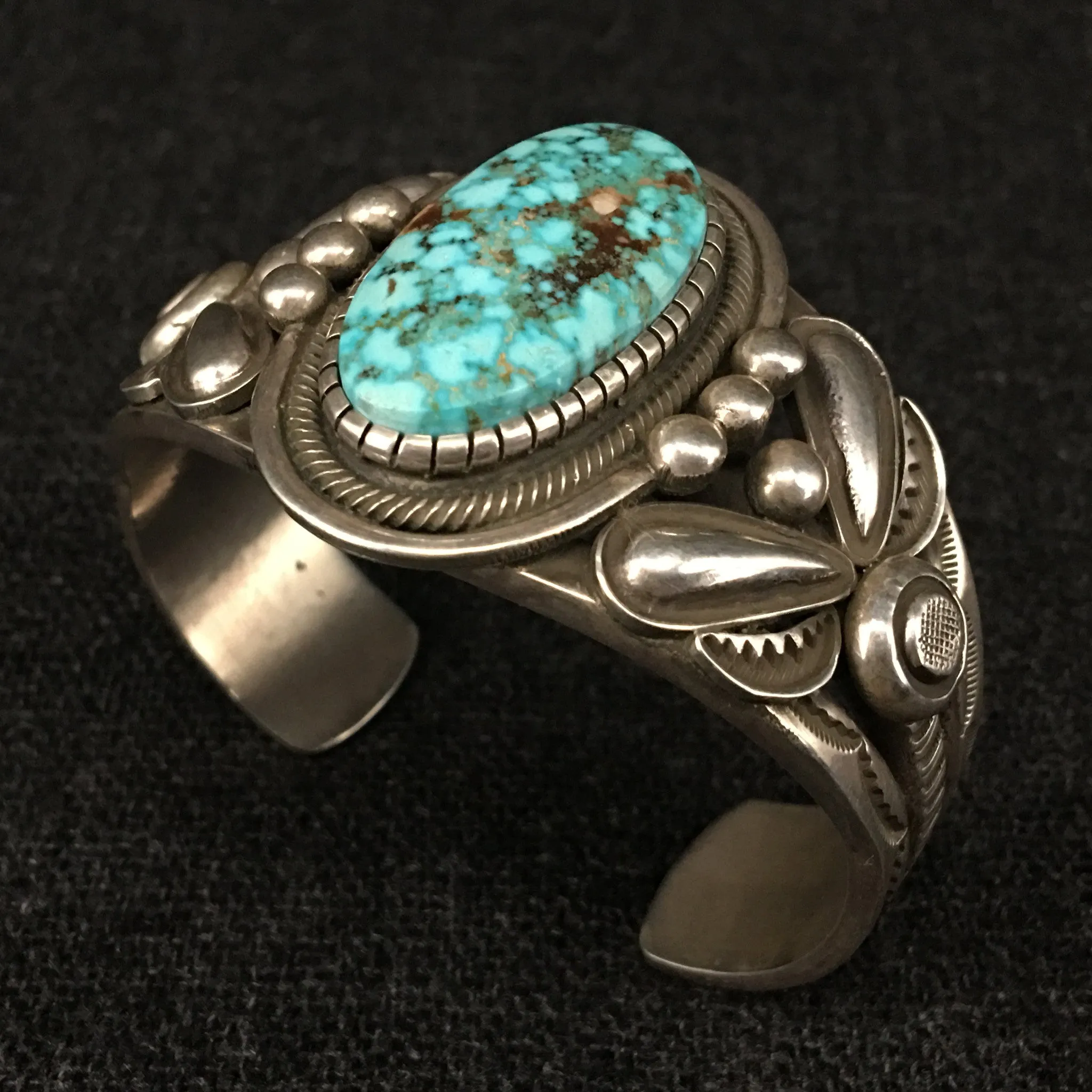 Native American Silver and Turquoise Bracelet by Rick Martinez