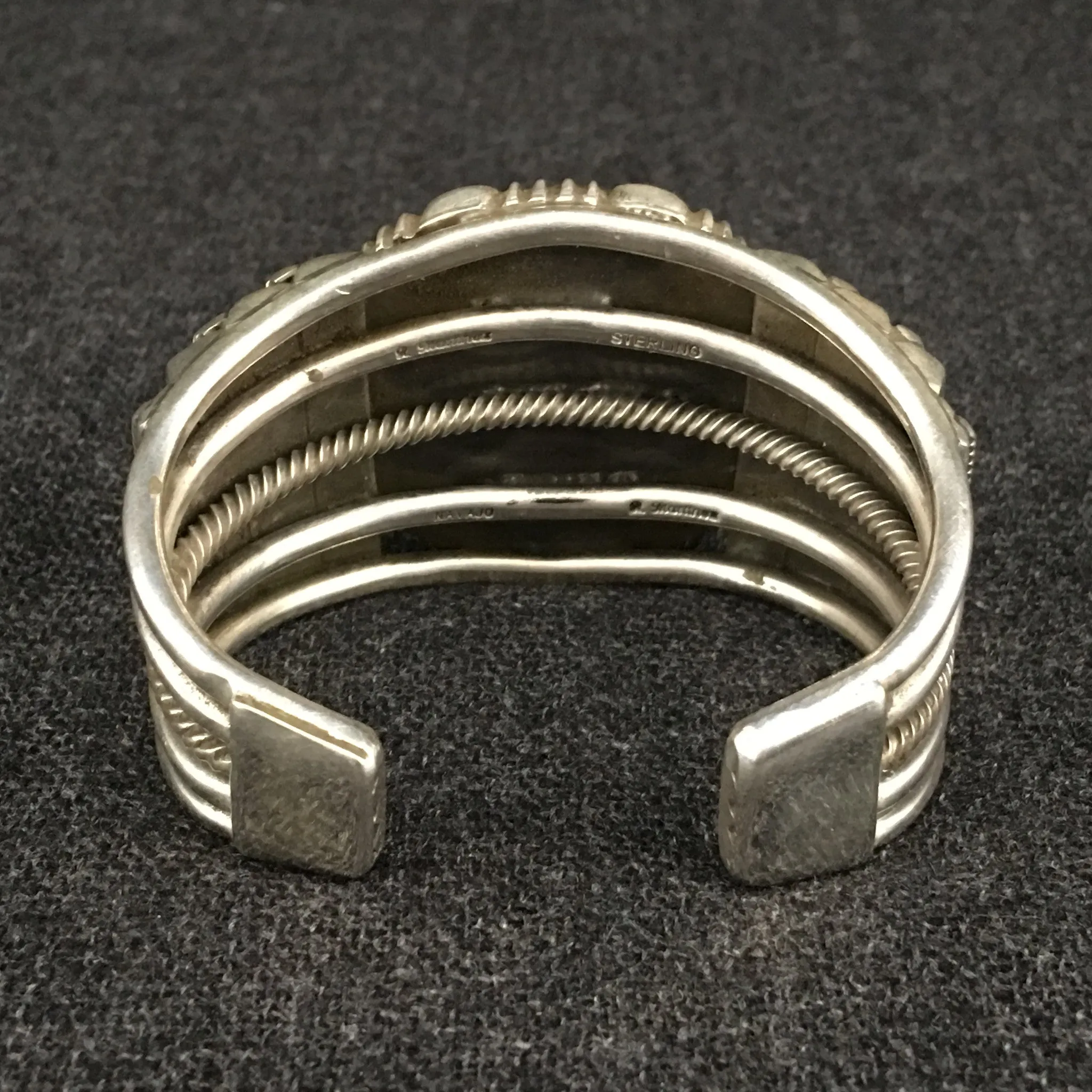 Native American Silver and Turquoise Cuff Bracelet by Rick Martinez