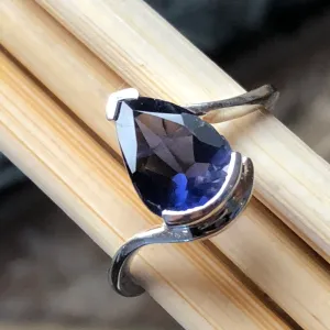 Natural 1.5ct Iolite 925 Sterling Silver Ring Size 6, 8