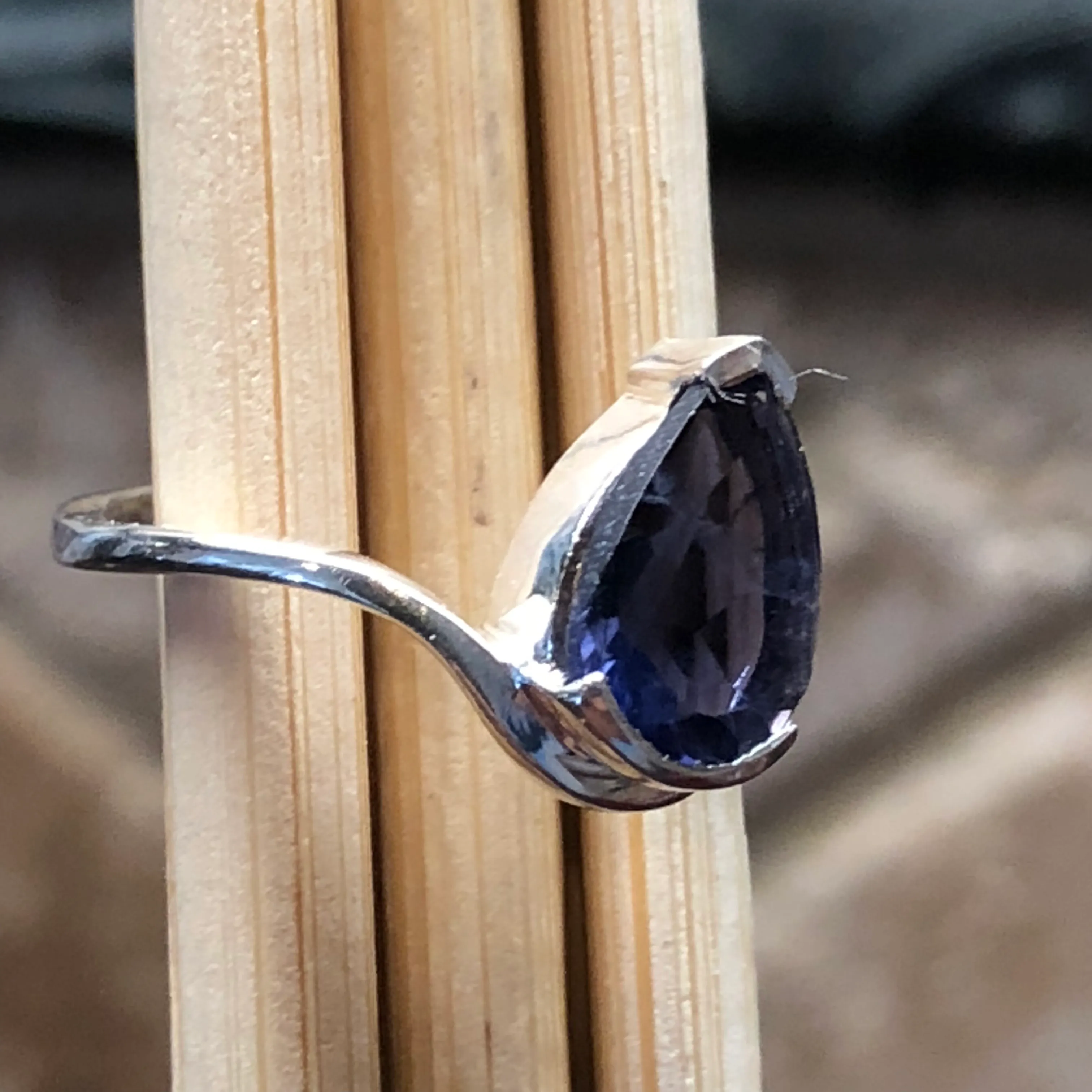 Natural 1.5ct Iolite 925 Sterling Silver Ring Size 6, 8