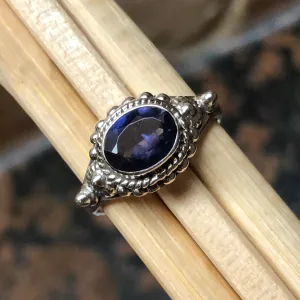 Natural 1ct Iolite 925 Solid Sterling Silver Engagement Ring Size 6, 7, 8, 9