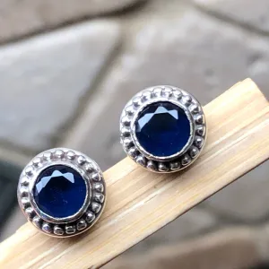 Natural 2ct Iolite 925 Solid Sterling Silver Earrings 7mm