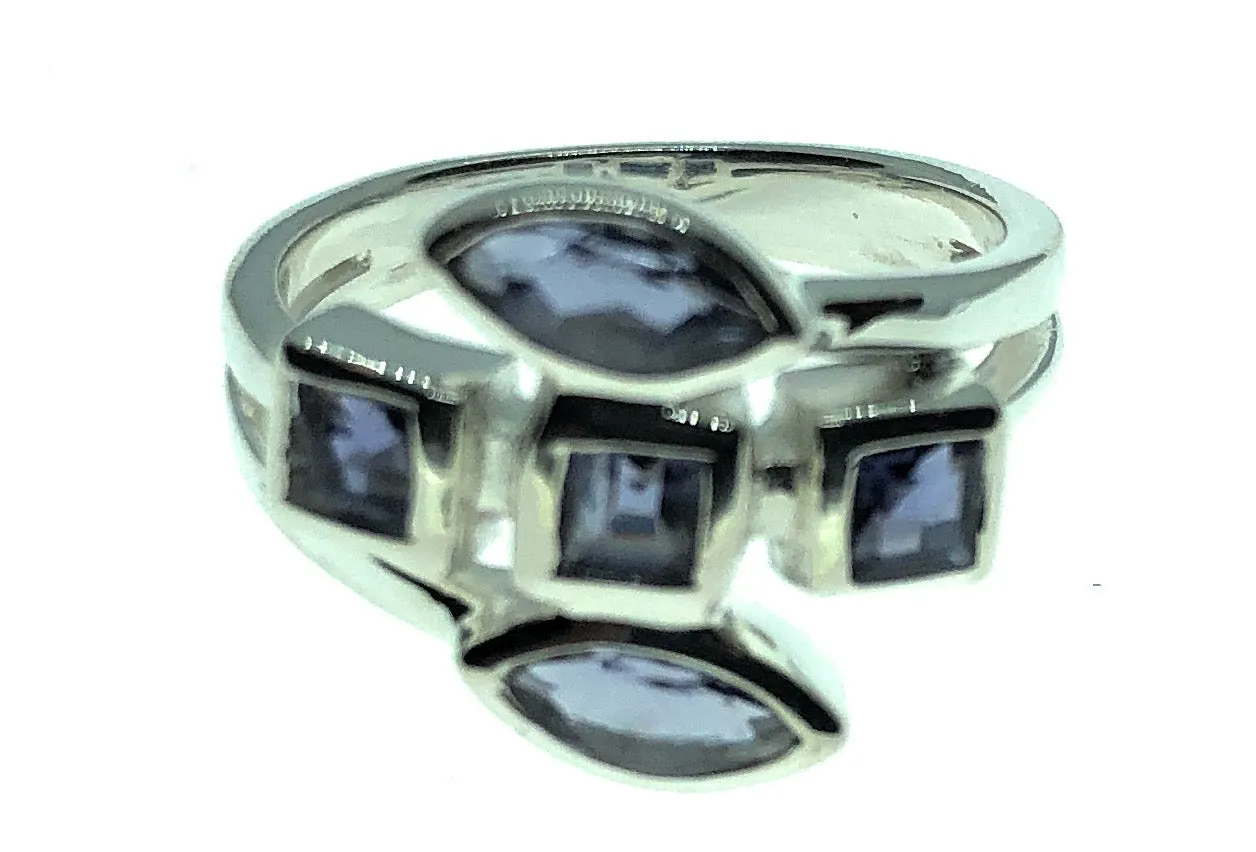 Natural 2ct Iolite 925 Solid Sterling Silver Ring Size 6, 7, 8, 9