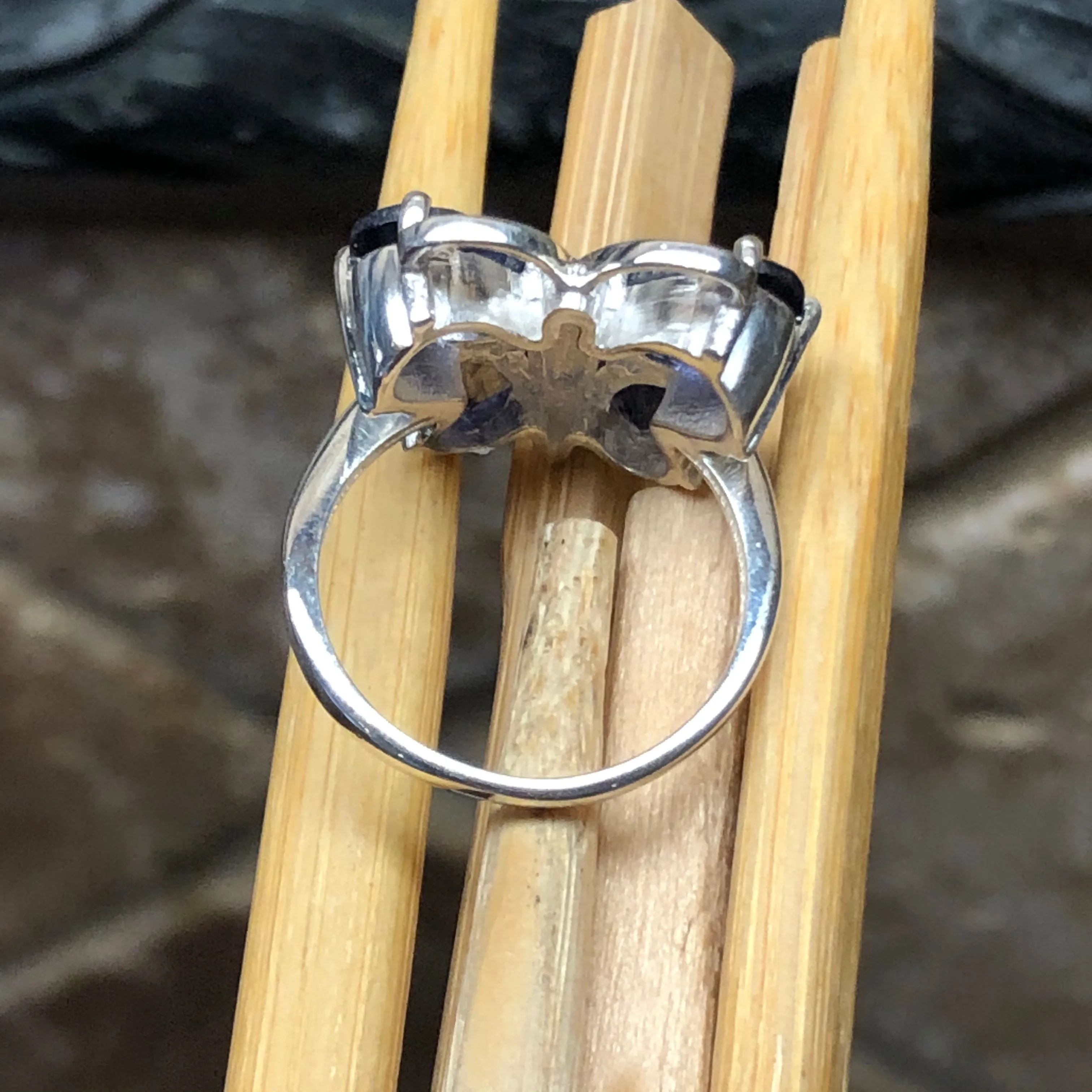 Natural 2ct Iolite 925 Solid Sterling Silver Wedding Ring Size 6, 7, 8, 9