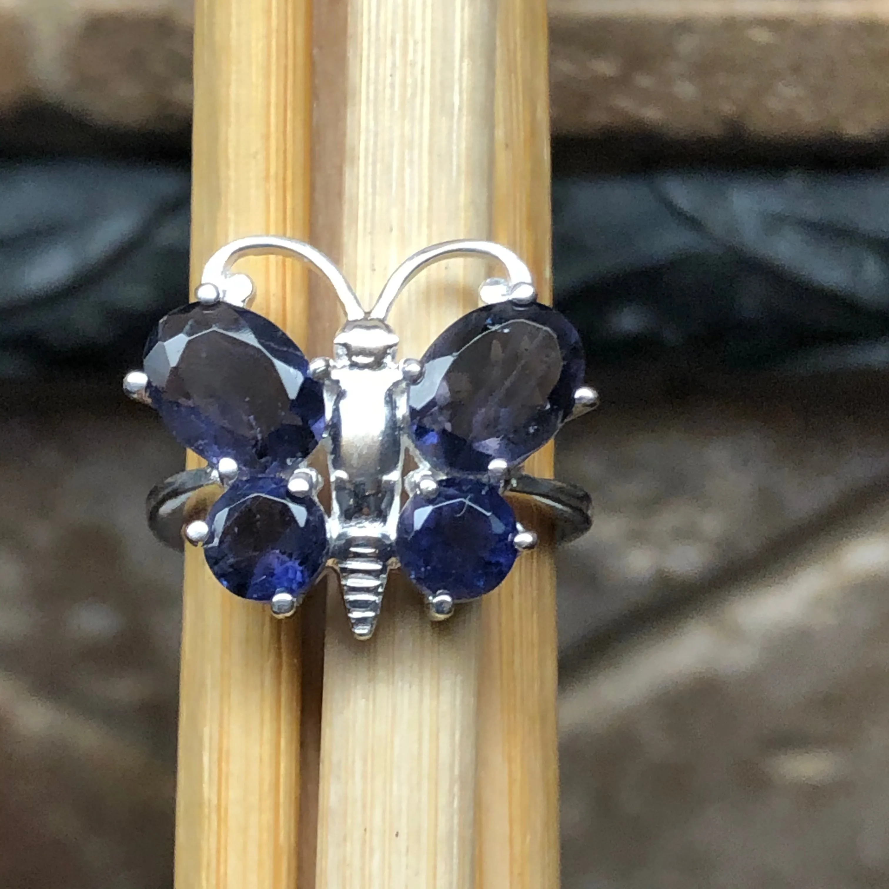 Natural 2ct Iolite 925 Solid Sterling Silver Wedding Ring Size 6, 7, 8, 9